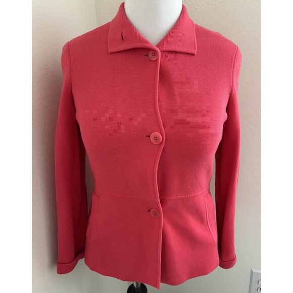 Talbots Tops - Talbots Women Bright  Pink Knitted Blazer Jacket  Size S Button Down